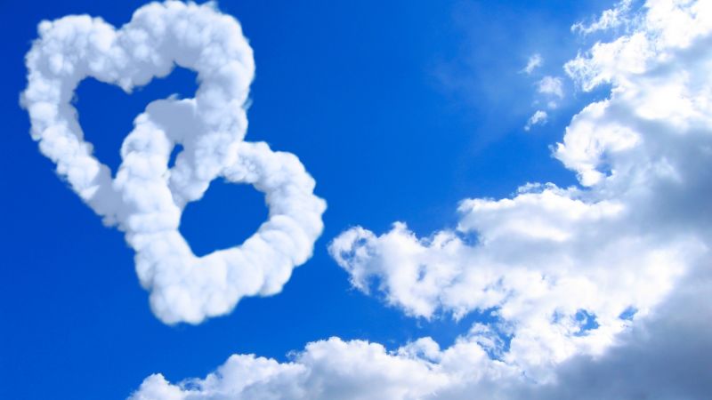 love image, heart, HD, clouds (horizontal)