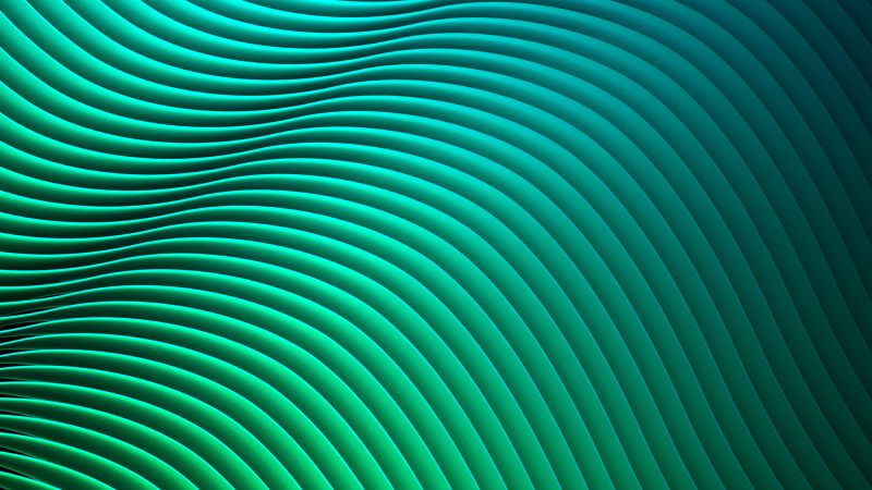waves, lines, green, HD (horizontal)