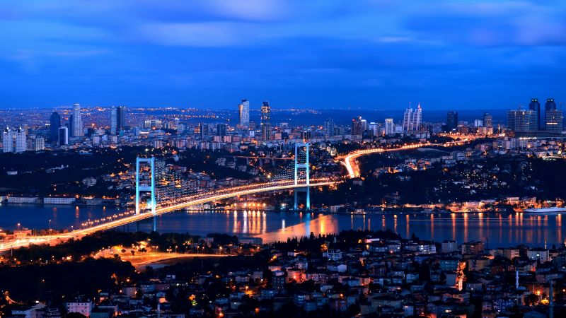 Turkey, Istanbul, night, 4k (horizontal)