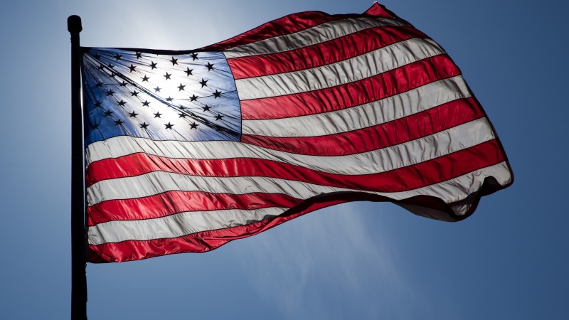 Flag Day, USA, event, street, sky, sun,  (horizontal)
