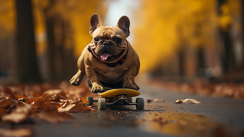 Dog, skateboard (horizontal)
