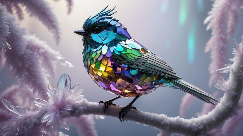 bird, crystal, winter (horizontal)