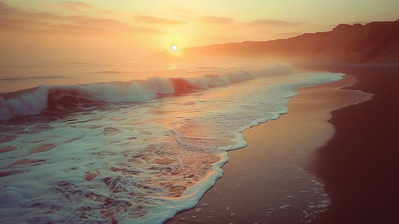 sea, ocean, beach, sunset (horizontal)