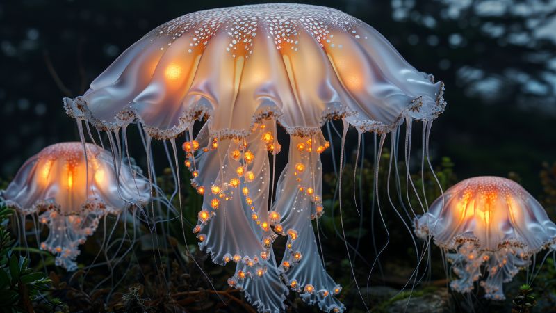 jellyfish, white, underwater (horizontal)