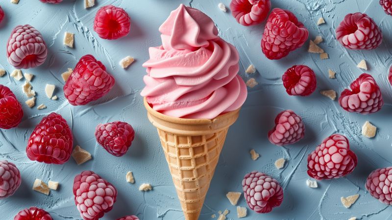 ice cream, pink, raspberry (horizontal)