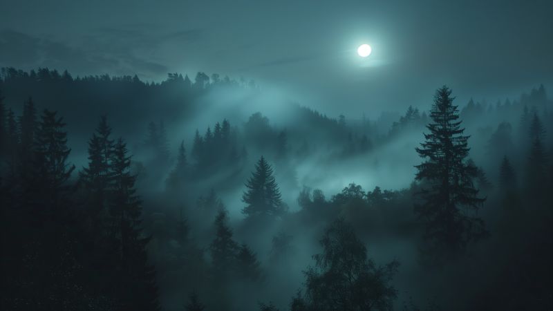 forest, night, moon (horizontal)