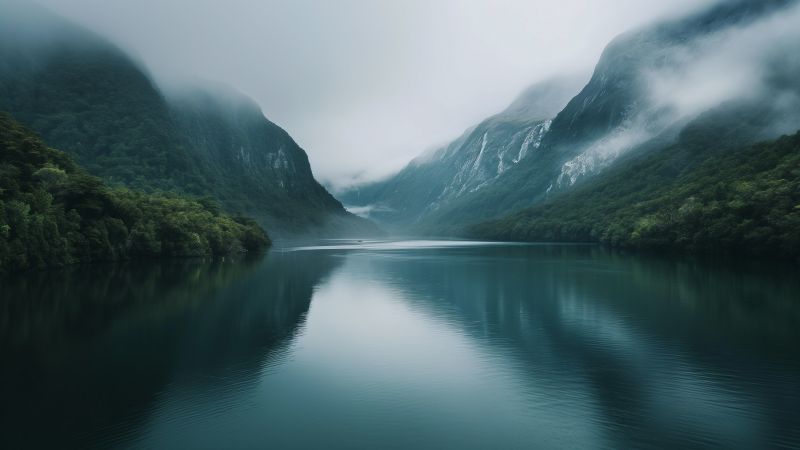 New Zealand, 5k, 4k wallpaper, milford, mountains, river, lake (horizontal)