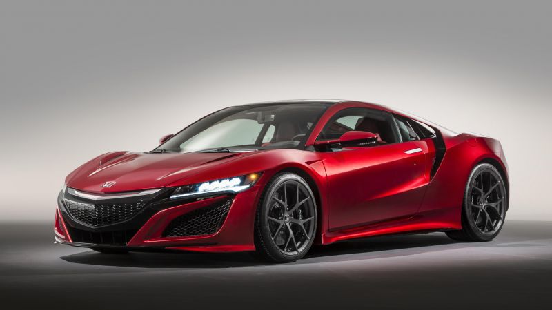 Acura nsx, supercar, coupe, hybrid, red. (horizontal)