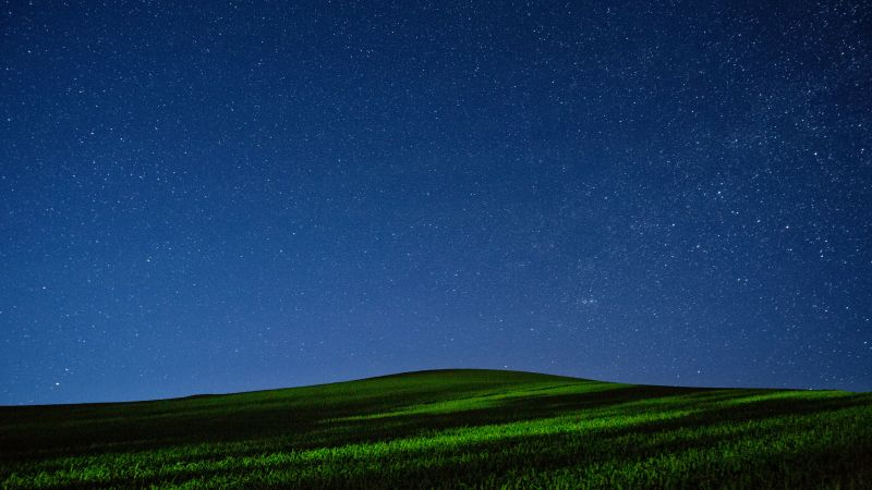 Meadows, 5k, 4k wallpaper, night, stars, sky (horizontal)