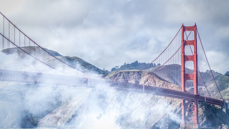 San Francisco, 4k, 5k wallpaper, Golden Gate, USA, fog, bridge (horizontal)