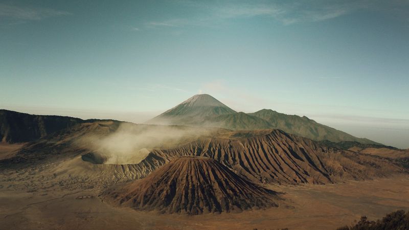 Bromo, 4k, 5k wallpaper, Indonesia, volcano, sand (horizontal)
