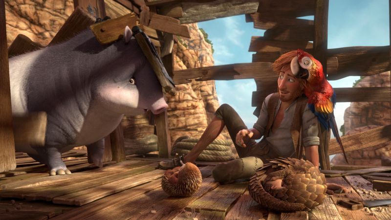 Robinson Crusoe, parrot, goat, Hedgehog, Best Animation Movies, cartoon (horizontal)