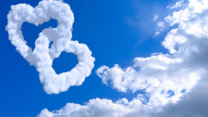 heart, 5k, 4k wallpaper, 8k, cloud, blue sky (horizontal)