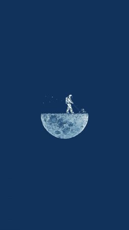 Moon Mow, 4k, HD, moon, minimalism, iphone wallpaper, astronaut, blue (vertical)