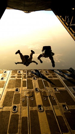 landing force, airlift delivery, soldier, parachute, military, aircraft, sky (vertical)
