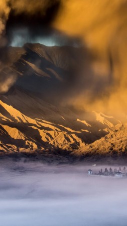 Sandstorm, 4k, HD wallpaper, City, Valley, Clouds, Desert, Mountains (vertical)