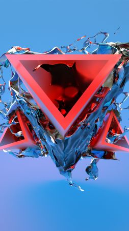 triangle, 3D, red, blue, HD (vertical)