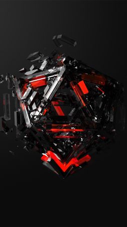 triangles, 3D, red, black, HD (vertical)