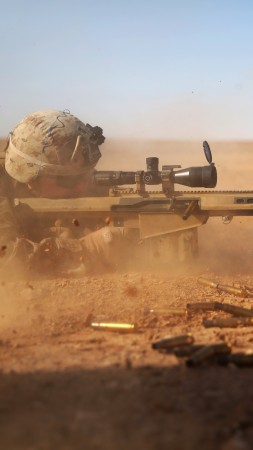Barrett, sniper, soldier, sniper rifle, M82, М107, Light fifty, U.S. Army, M82A1, scope, desert (vertical)