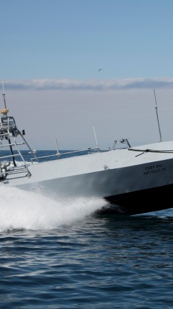 Trident Warrior, Fleet-class, Common Unmanned Surface Vessel, CUSV, drone, sea, U.S. Navy (vertical)