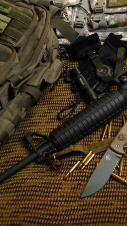 M16 rifle, M16A1, M4A1, U.S. Army, bullets, ammunition, camo (vertical)