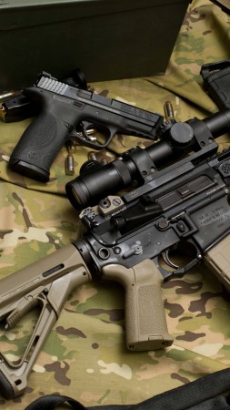 M4, Larue Tactical, assault rifle, MWS, M4A1, custom, scope, silencer, ammunition, camo (vertical)