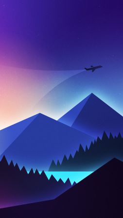 Plane, minimalism, colors, 4K (vertical)