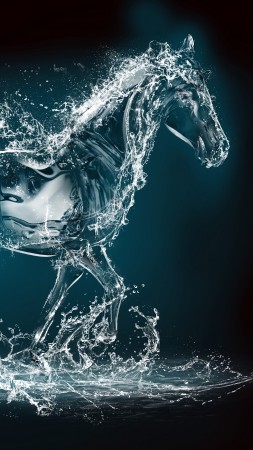 Horse, water, transparent, 10K (vertical)