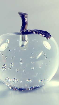 apple, 4k, HD wallpaper, glass, transparent (vertical)