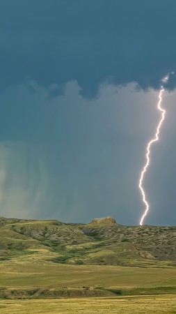 Grasslands National Park, Saskatchewan, Canada, lightning, sky, clouds, 4K (vertical)