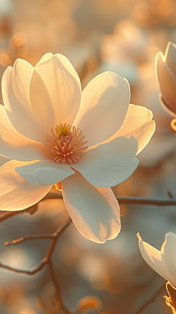water lily, white, sunset (vertical)