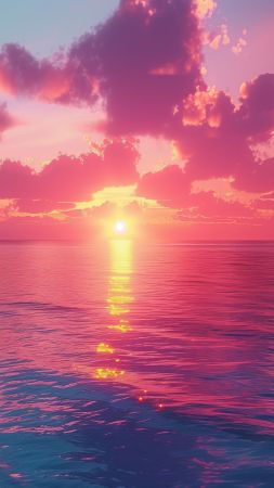 beach, sea, ocean, pink, sunset (vertical)