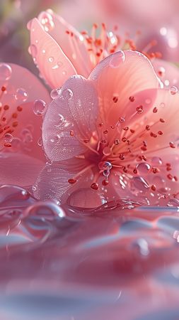 flowers, pink, water (vertical)