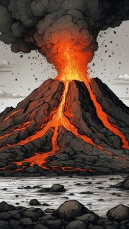 volcano, lava (vertical)