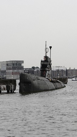 submarine, military, Amsterdam, Royal Netherlands Navy, sea, port (vertical)
