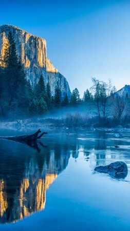 Yosemite, El Capitan, HD, 4k wallpaper, winter, forest, OSX, apple, mountains (vertical)