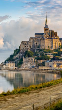 Mont Saint Michel, France, Town-Castle Tourism, Travel (vertical)