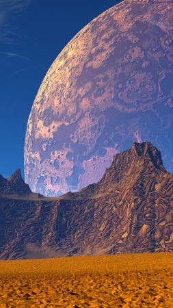 3D, Mountains, sand, planet, sky (vertical)