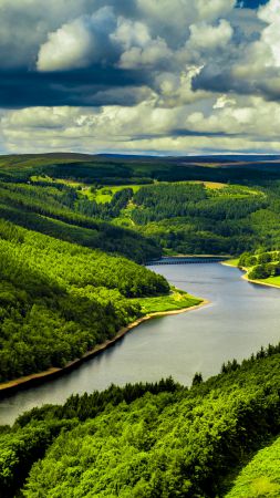 UK, 4k, HD wallpaper, hills, river, trees, sky (vertical)