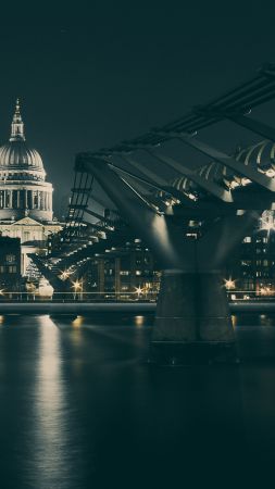 UK, bridge, night, river (vertical)