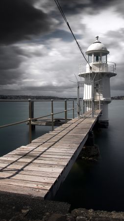 Sydney Harbour, 5k, 4k wallpaper, 8k, lighthouse, river, pierce, clouds (vertical)