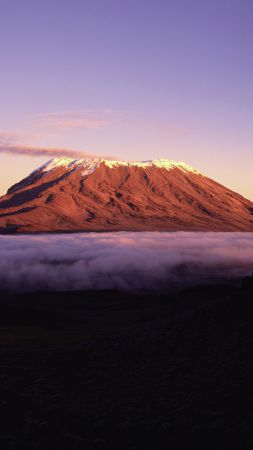 Kilimanjaro, 5k, 4k wallpaper, Africa, mountains, sky, clouds (vertical)
