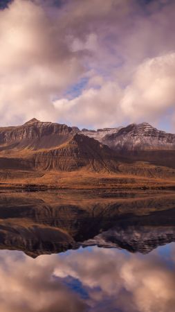 Iceland, 4k, 5k wallpaper, mountains, river, clouds (vertical)