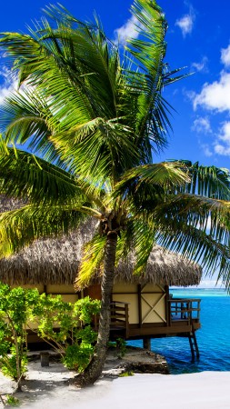 Maldives, 4k, HD wallpaper, holidays, vacation, travel, hotel, island, ocean, bungalow, beach, sky (vertical)