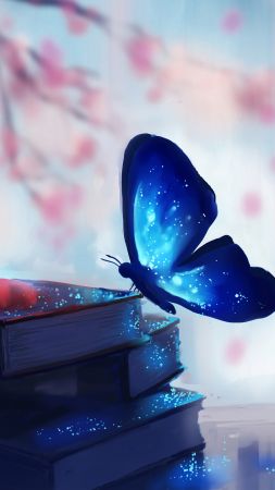 Butterfly, books, magic, art (vertical)