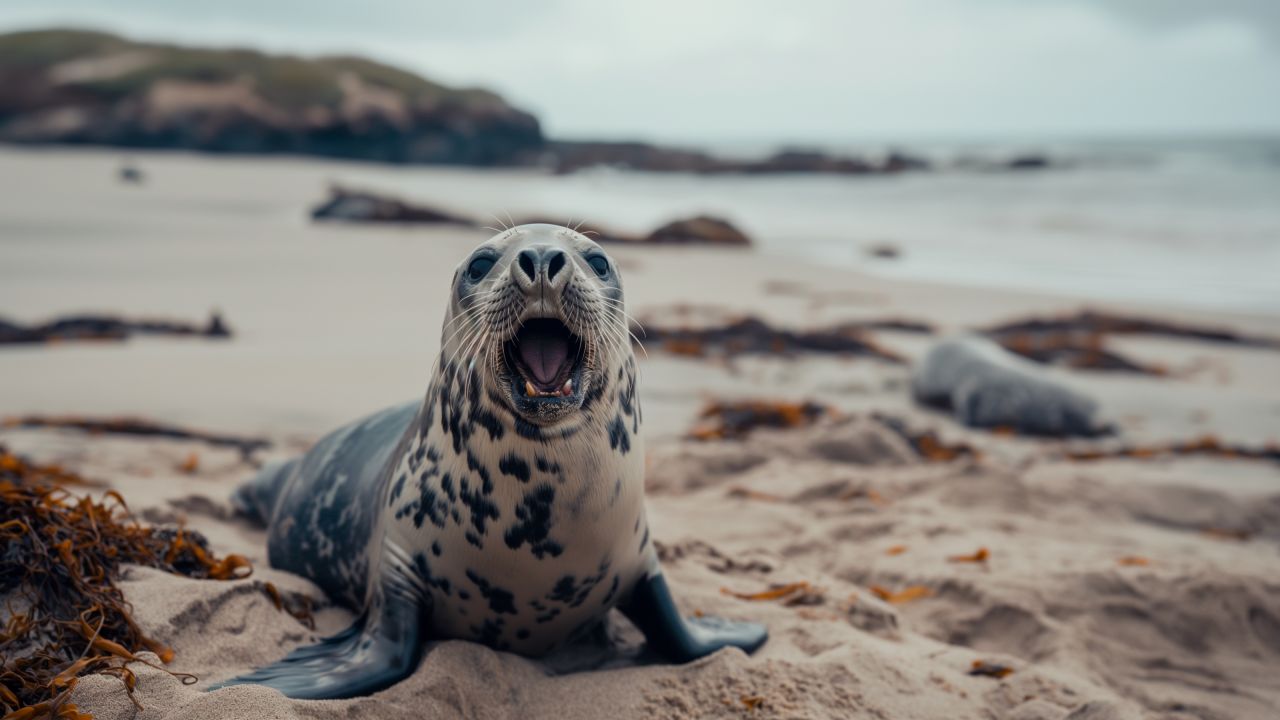 Grey seal, Scotland, Sable Island, funny, Teeth, Young, tourism (horizontal)