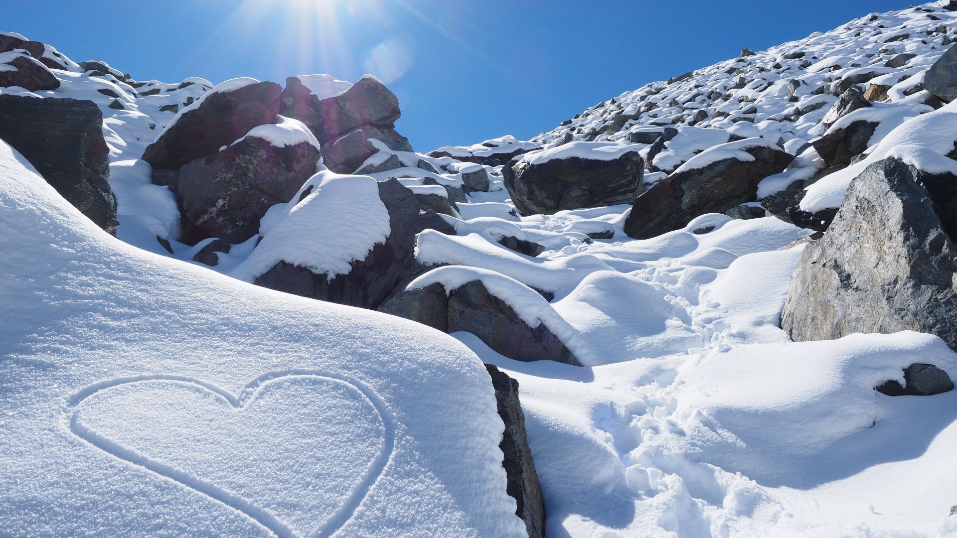 Snow, sunny, 4k, HD wallpaper, New Zealand, love, mountain, Rocks (horizontal)