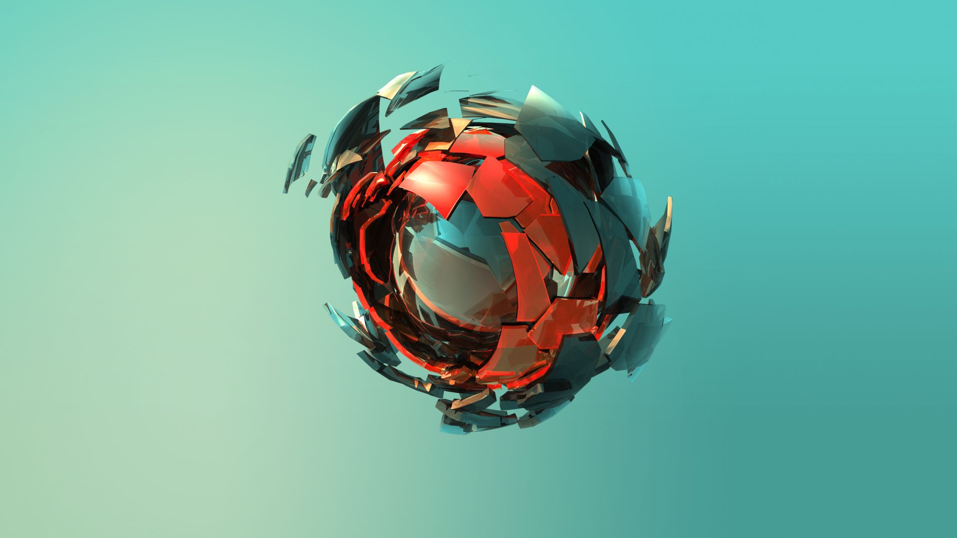 sphere, 3D, red, green, HD (horizontal)