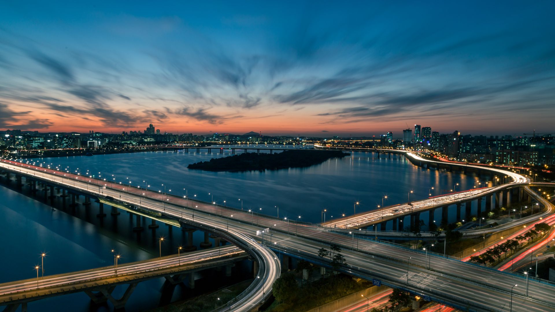 Han river, bridge, Seoul, South Korea, 5K (horizontal)
