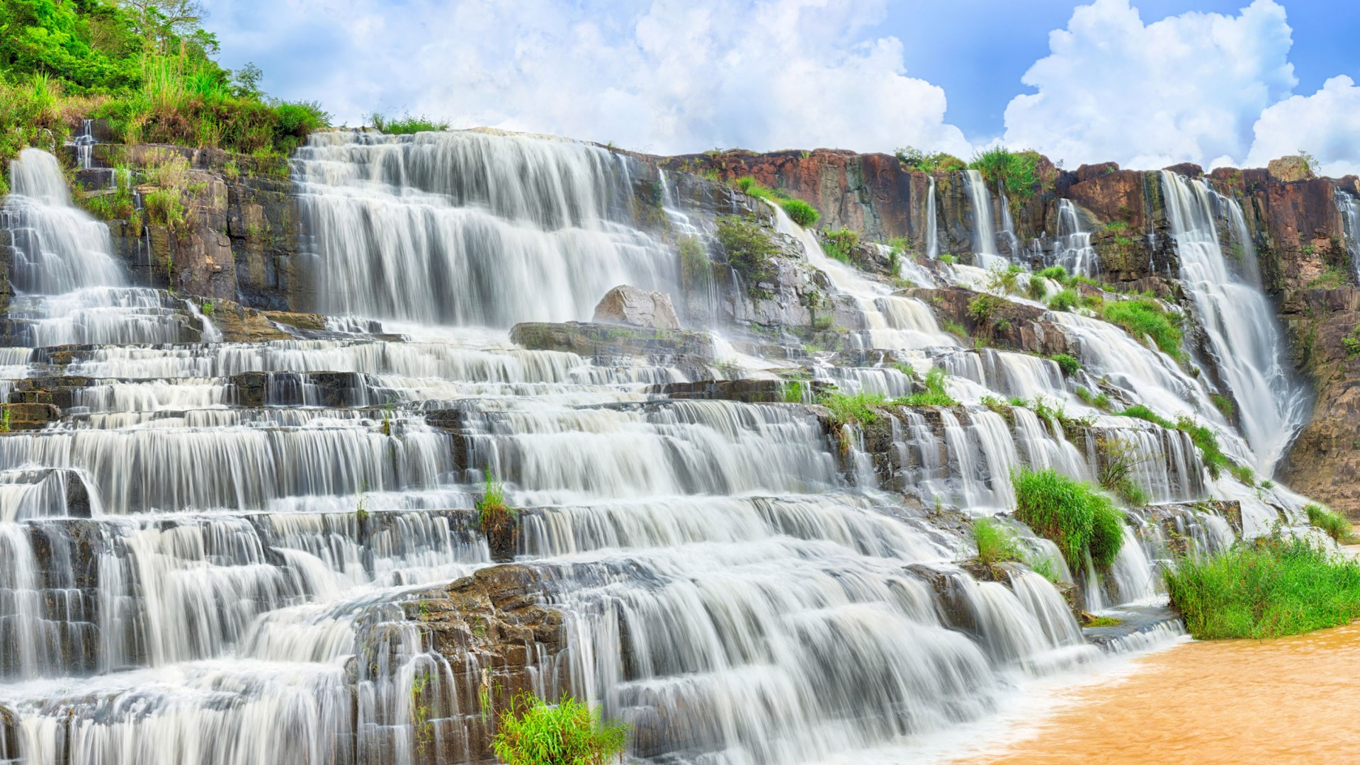 Pongour Waterfall, 4k, HD wallpaper, falls, travel, Pongour, waterfall, Dalat, Vietnam, mountain, river (horizontal)